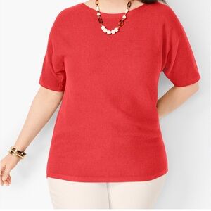 Talbots Petite Cotton Rayon Ribbed Knit Short Sleeve Sweater — XLP